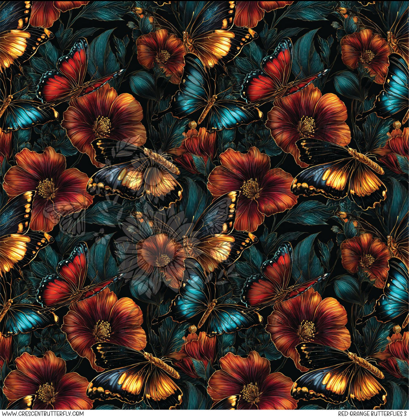 Red Orange Butterflies 3 Printed Vinyl Sheet/Wrap