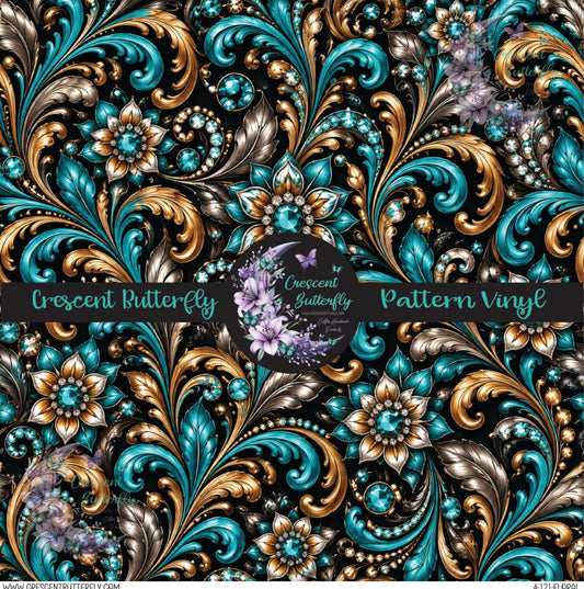 4-121-Floral Printed Vinyl Sheet/Wrap