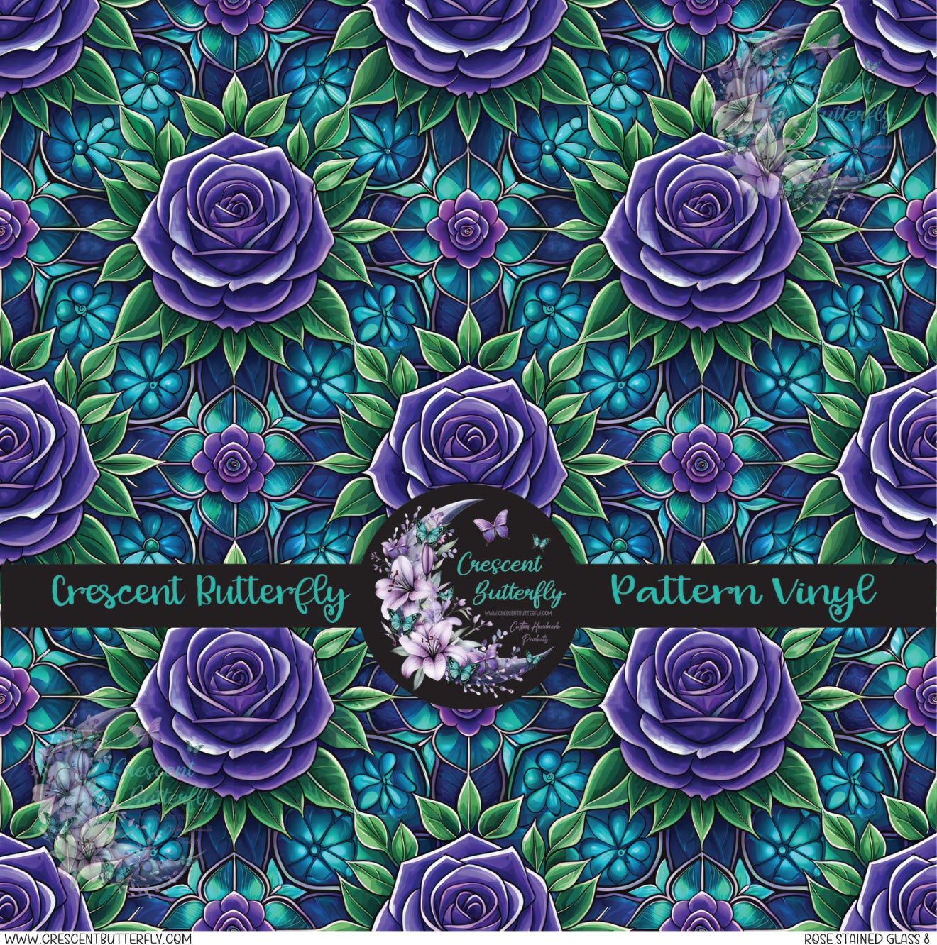 Rose Stained Glass 8 Printed Vinyl Sheet/Wrap