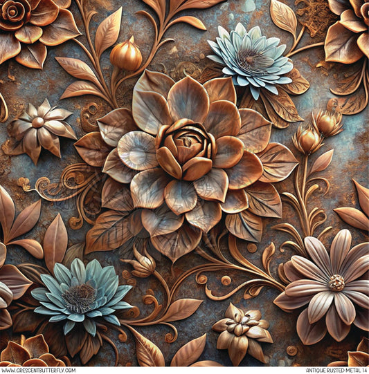 Antique Rusted Metal 14 Printed Vinyl Sheet/Wrap