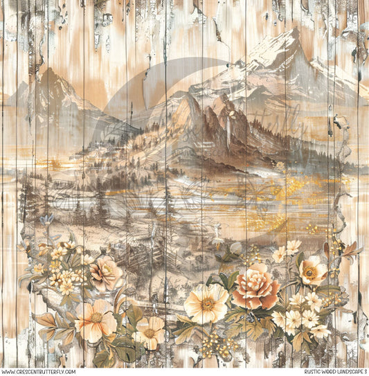 Rustic Wood Landscape 3 Printed Vinyl Sheet/Wrap