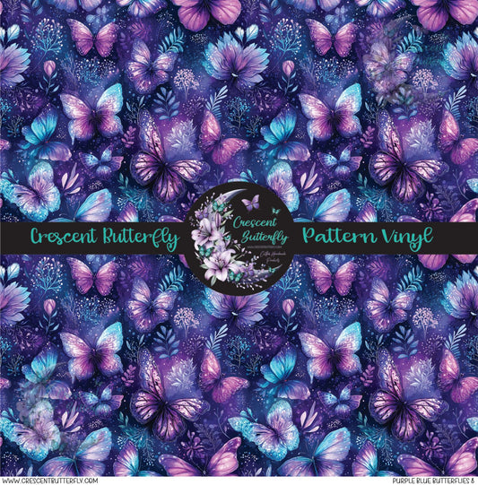 Purple Blue Butterflies 8 Printed Vinyl Sheet/Wrap
