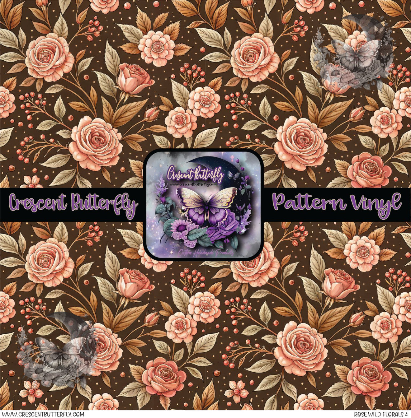 Rose Wild Florals 4 Printed Vinyl Sheet/Wrap