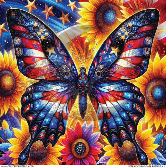 Patriotic Sunflower Butterfly 1 Printed Vinyl Sheet/Wrap