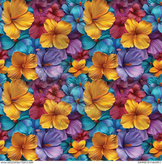 Summer 3D Flowers 2 Printed Vinyl Sheet/Wrap