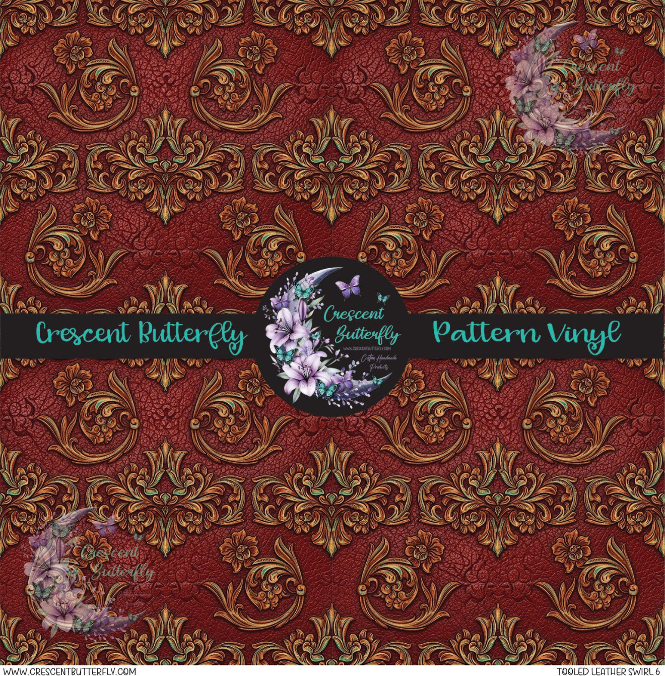 Tooled Leather Swirl 6 Printed Vinyl Sheet/Wrap