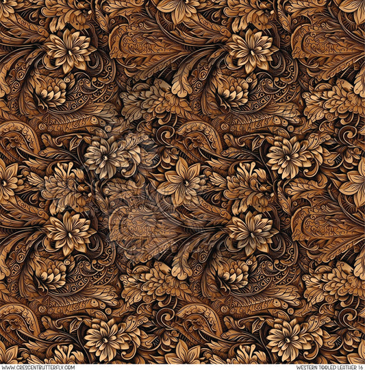 Western Tooled Leather 16 Printed Vinyl Sheet/Wrap