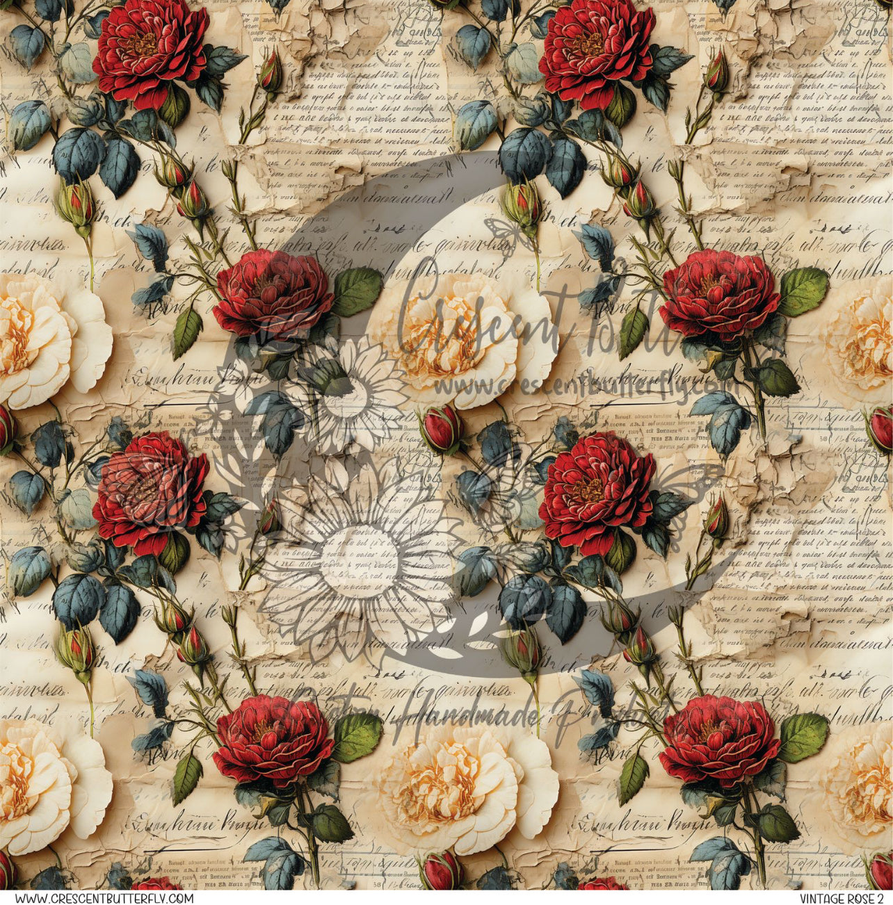 Vintage Rose 2 Printed Vinyl Sheet/Wrap