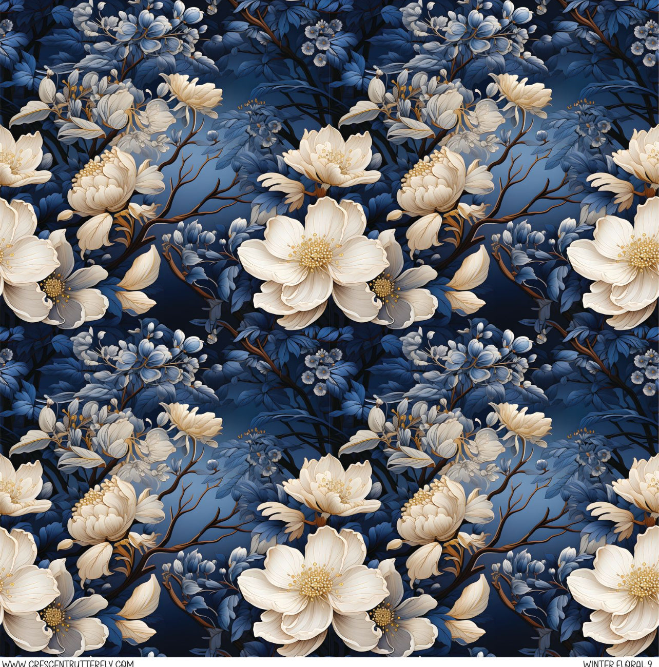 Winter Floral 9 Printed Vinyl Sheet/Wrap