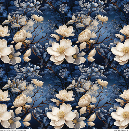 Winter Floral 9 Printed Vinyl Sheet/Wrap