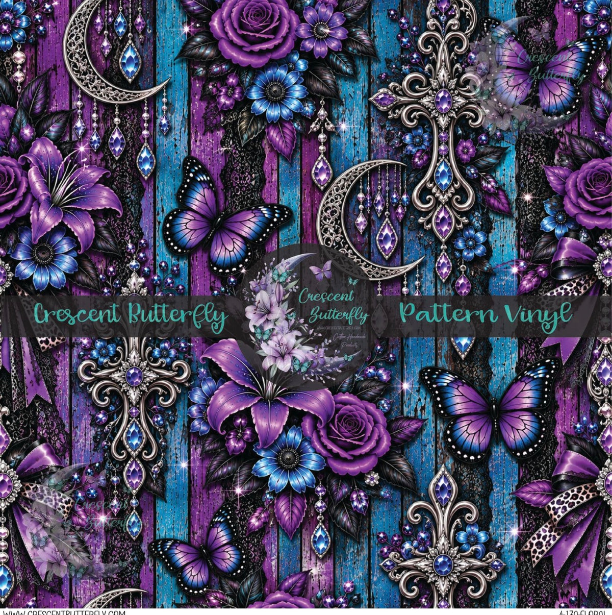 4-170-Floral Printed Vinyl Sheet/Wrap