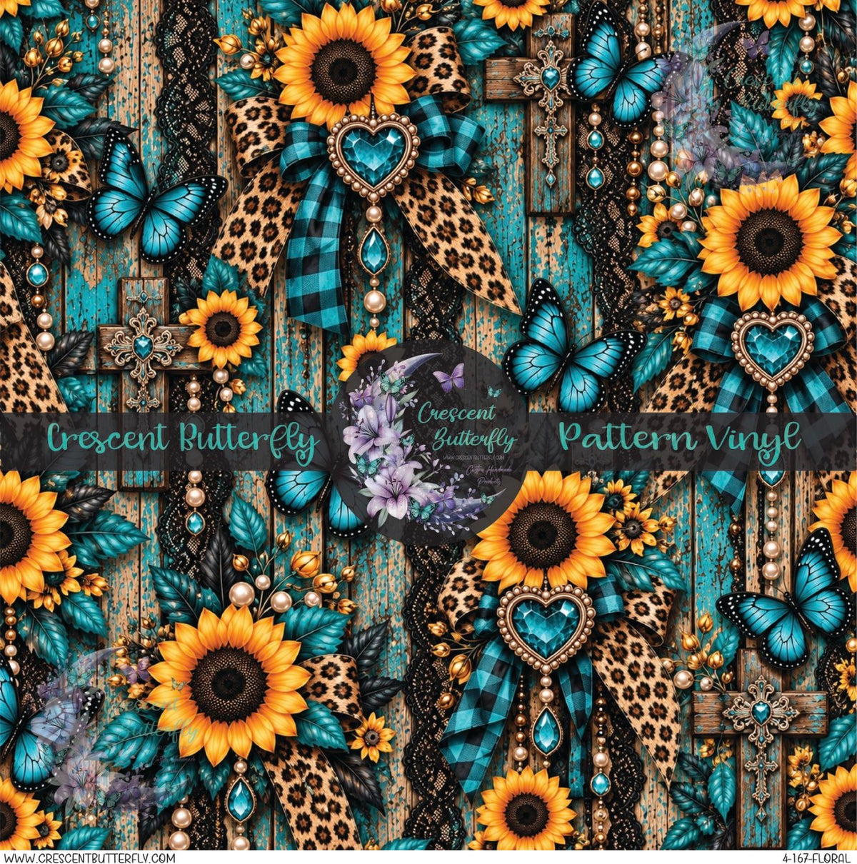 4-167-Floral Printed Vinyl Sheet/Wrap