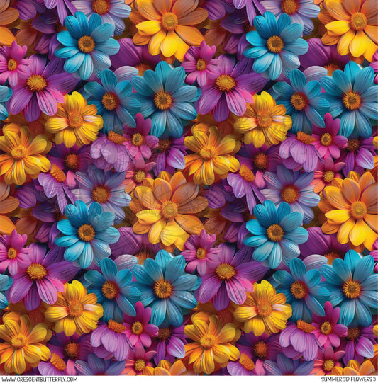Summer 3D Flowers 5 Printed Vinyl Sheet/Wrap