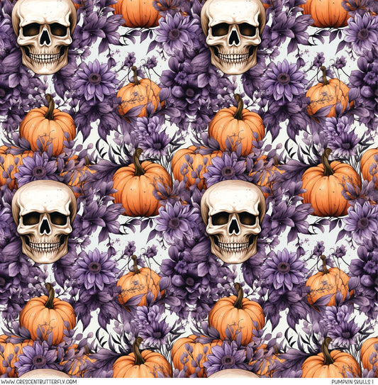 Pumpkin Skulls 1 Printed Vinyl Sheet/Wrap