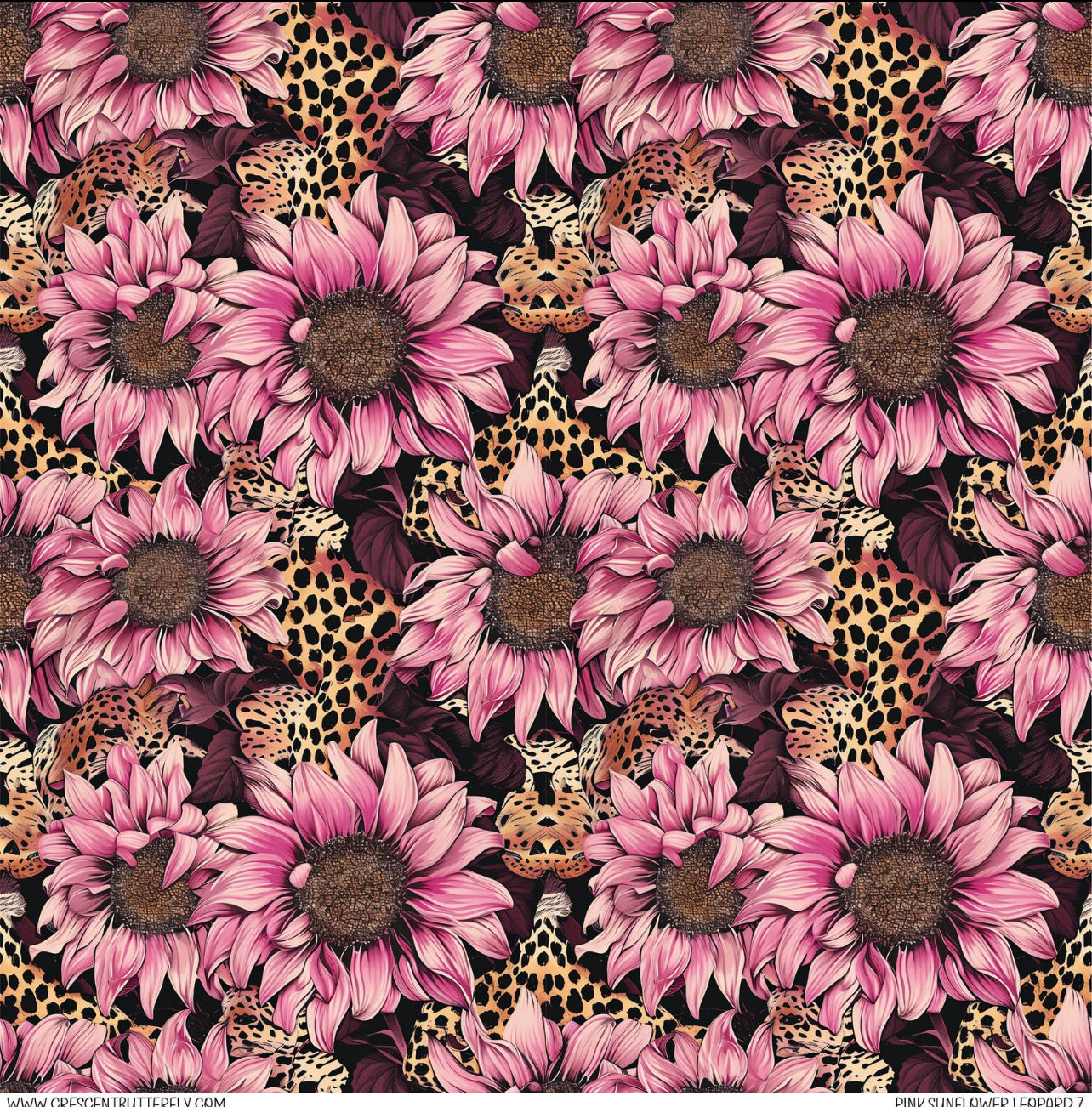 Pink Sunflower Leopard 7 Printed Vinyl Sheet-Tumbler Wrap