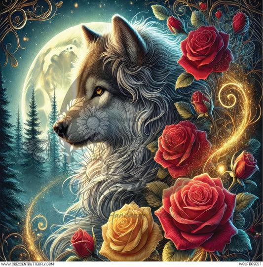 Wolf Roses 1 Printed Vinyl Sheet/Wrap