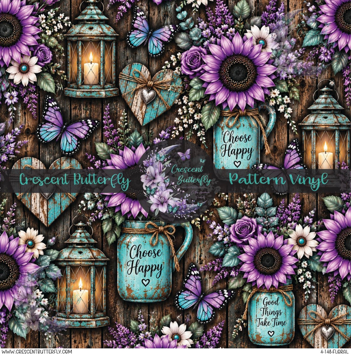 4-148-Floral Printed Vinyl Sheet/Wrap