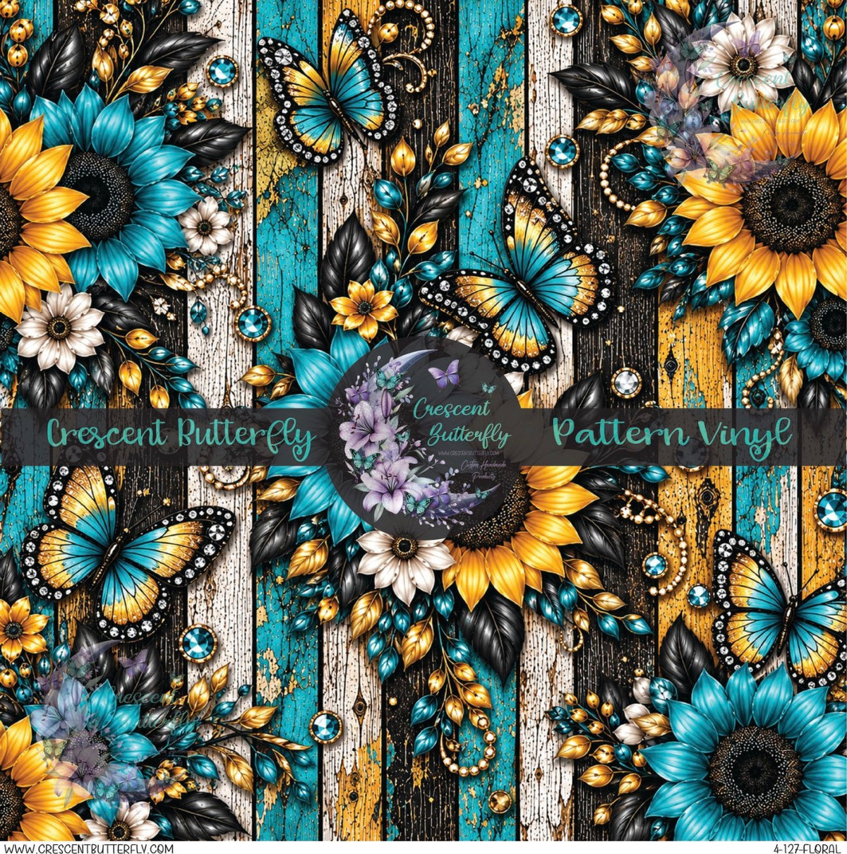 4-127-Floral Printed Vinyl Sheet/Wrap