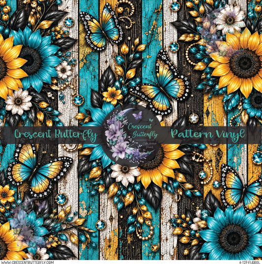 4-127-Floral Printed Vinyl Sheet/Wrap