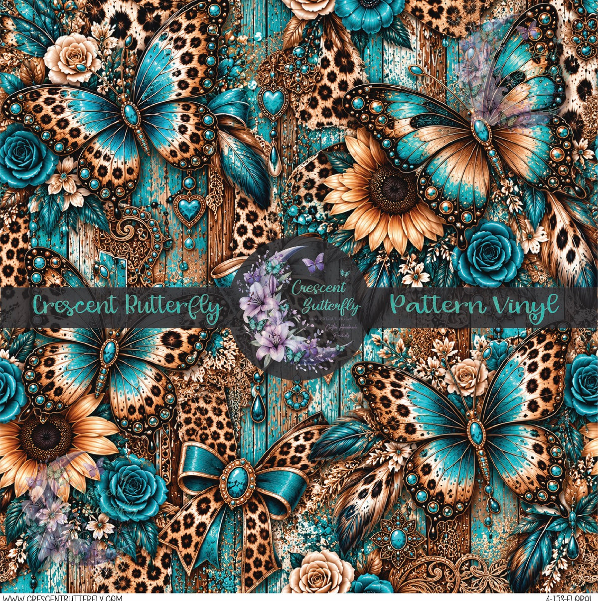 4-153-Floral Printed Vinyl Sheet/Wrap