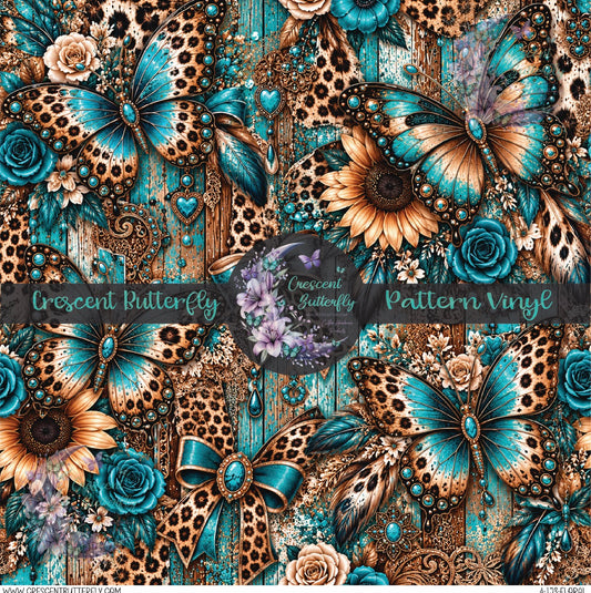 4-153-Floral Printed Vinyl Sheet/Wrap