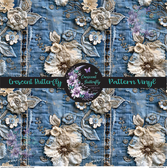 Shabby Denim 5 Printed Vinyl Sheet/Wrap