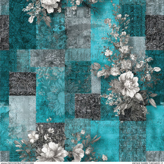 Vintage Shabby Turquoise 17 Printed Vinyl Sheet/Wrap