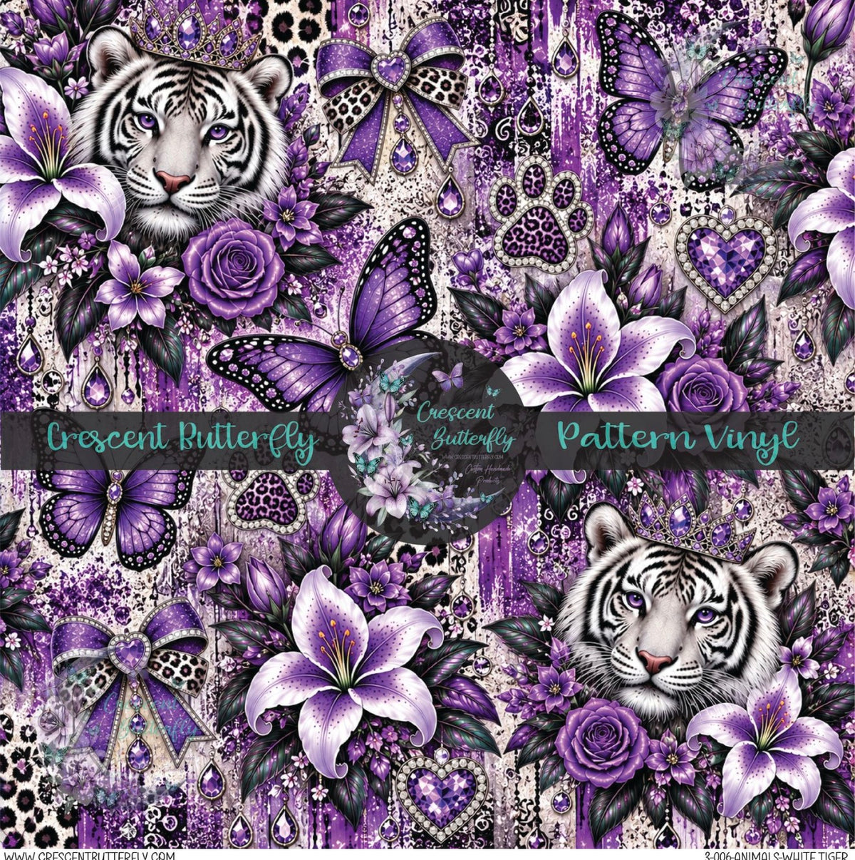 3-006-Animals-White Tiger Printed Vinyl Sheet/Wrap