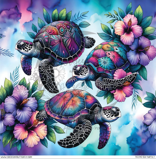 Tie Dye Sea Turtle 1 Printed Vinyl Sheet/Wrap