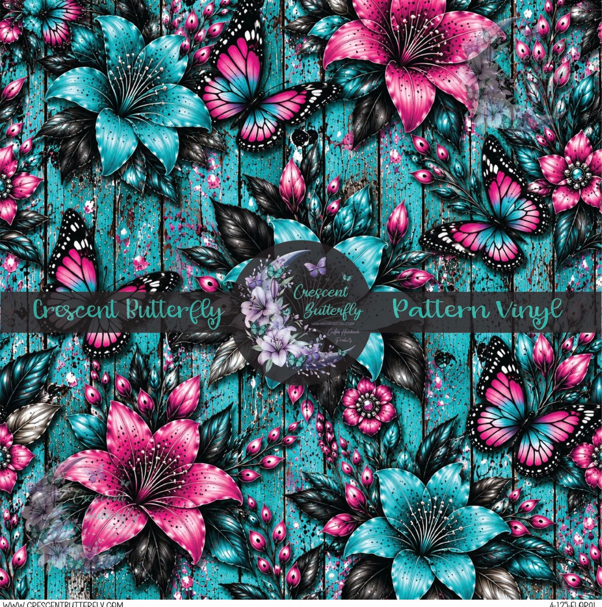 4-125-Floral Printed Vinyl Sheet/Wrap