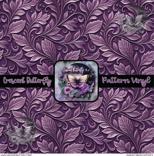 Swirled Tooled Leather 8 Printed Vinyl Sheet/Wrap