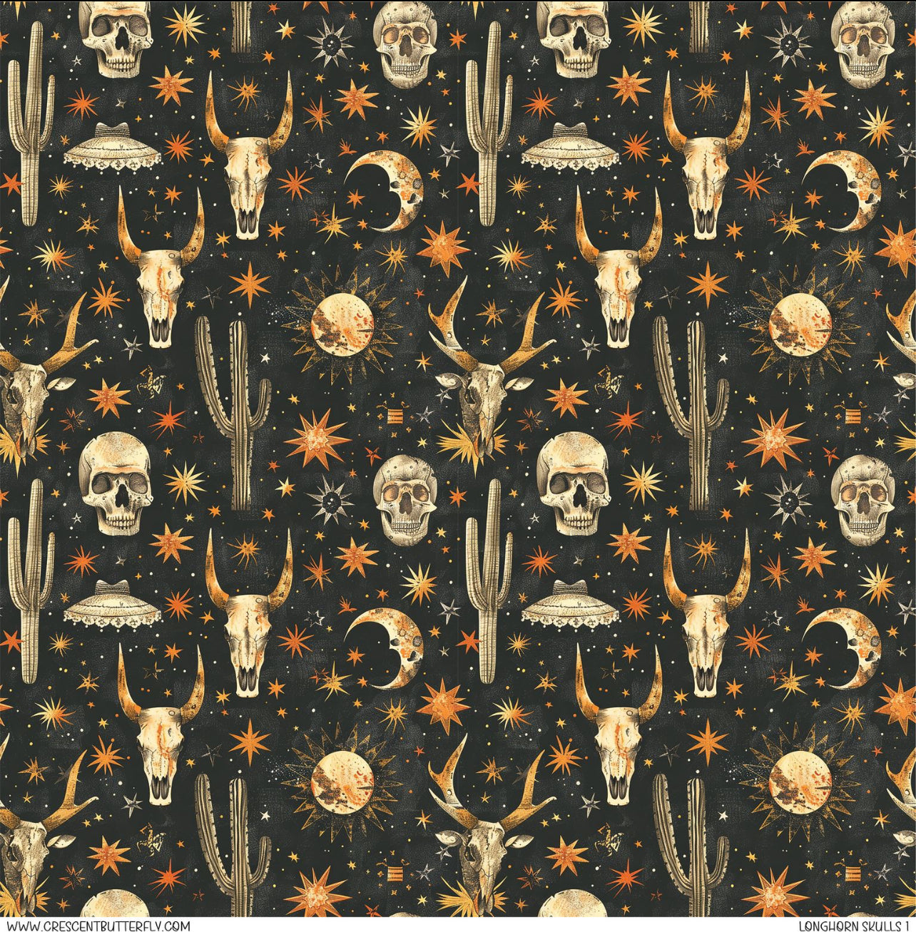 Longhorn Skulls 1 Printed Vinyl Sheet-Tumbler Wrap