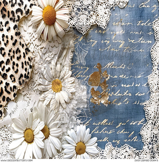 Daisy Leopard Denim 8 Printed Vinyl Sheet/Wrap