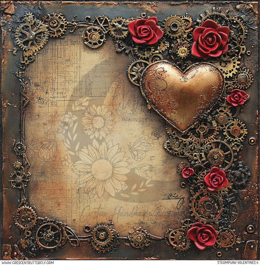 Steampunk Valentines 6 Printed Vinyl Sheet/Wrap