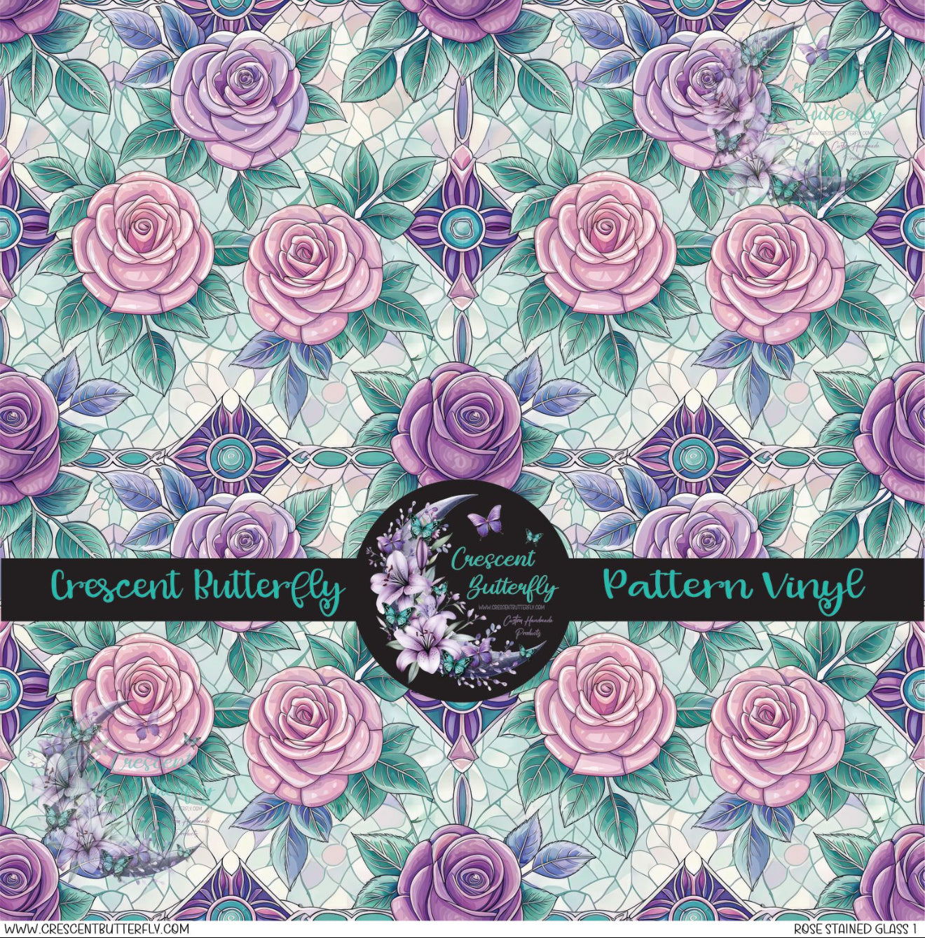 Rose Stained Glass 1 Printed Vinyl Sheet/Wrap