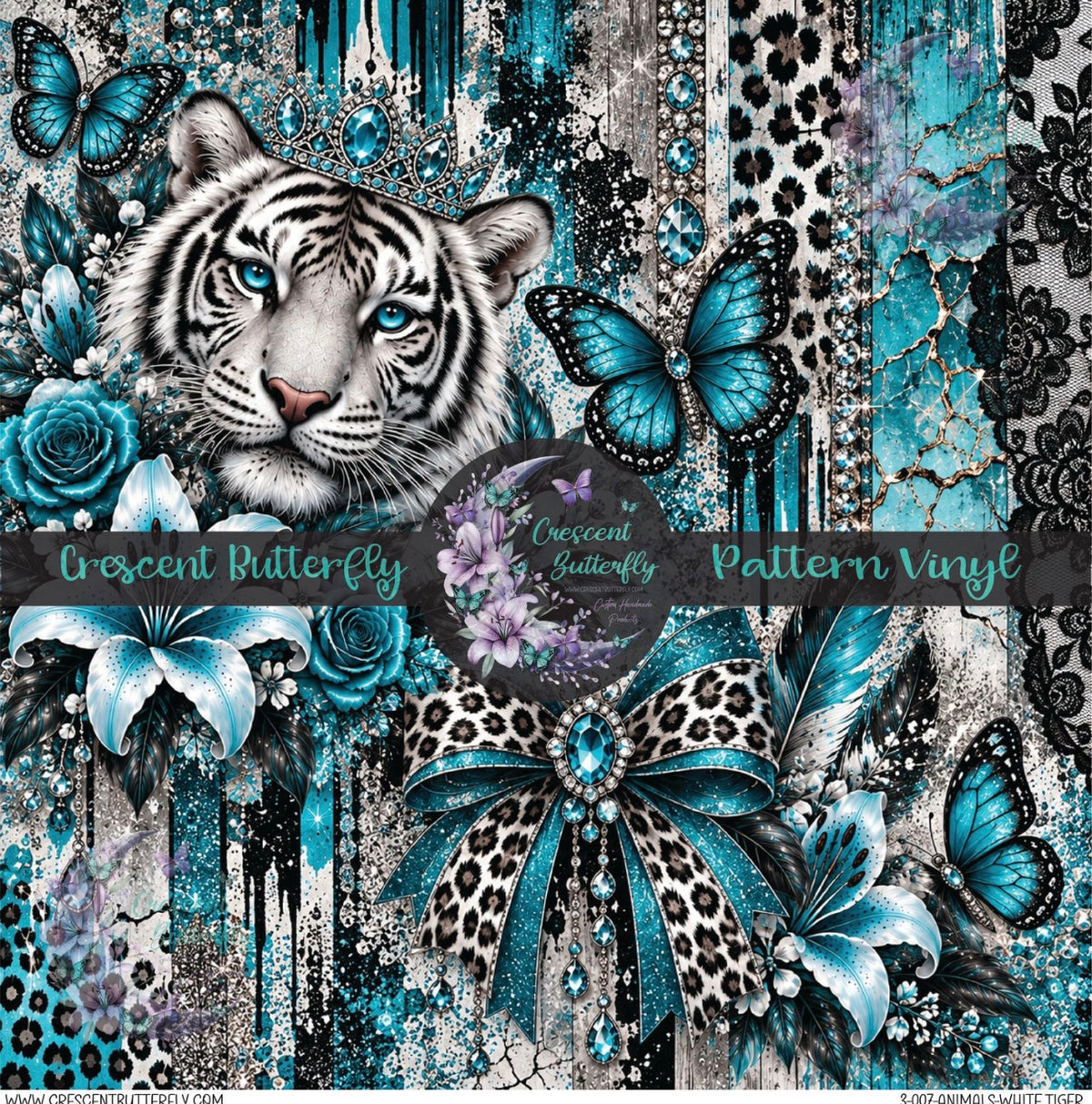 3-007-Animals-White Tiger Printed Vinyl Sheet/Wrap