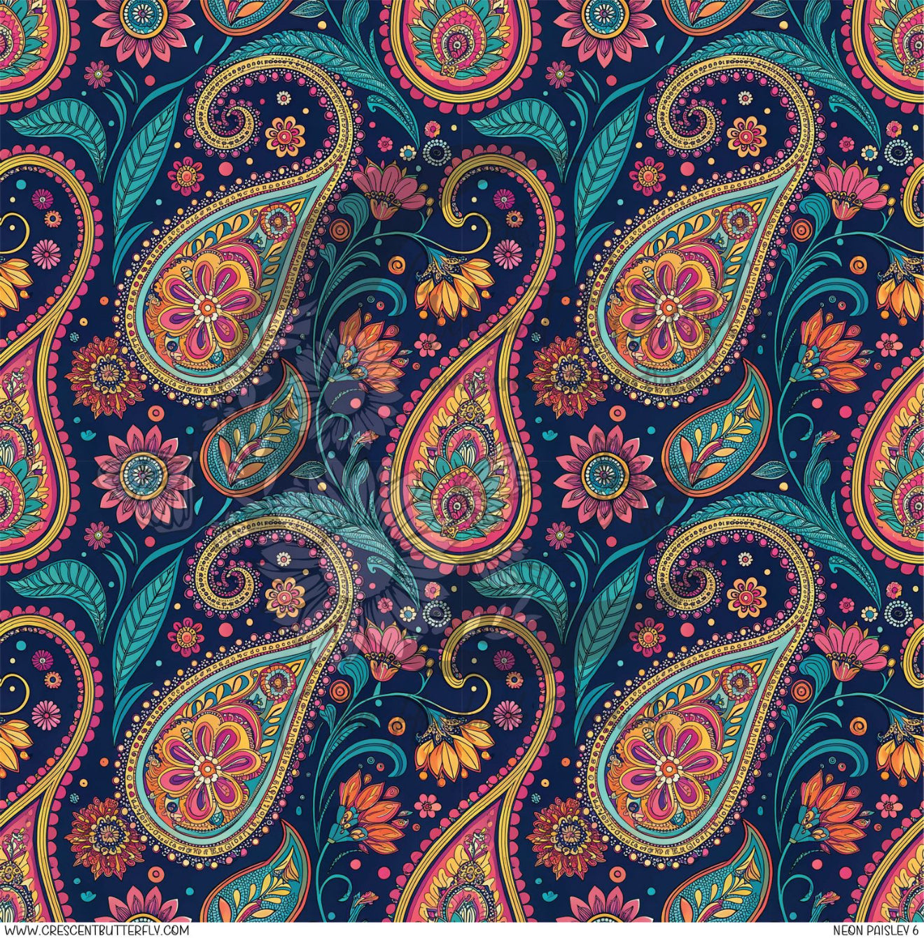 Neon Paisley 6 Printed Vinyl Sheet/Wrap