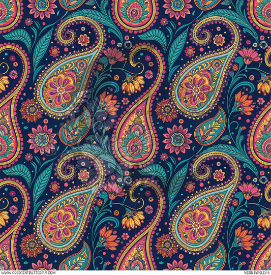 Neon Paisley 6 Printed Vinyl Sheet/Wrap