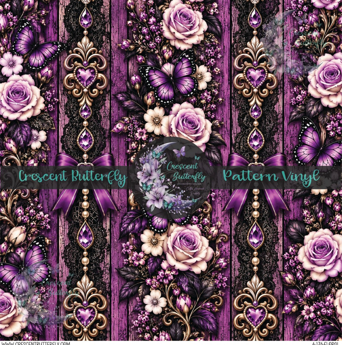 4-176-Floral Printed Vinyl Sheet/Wrap