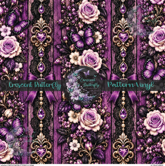 4-176-Floral Printed Vinyl Sheet/Wrap