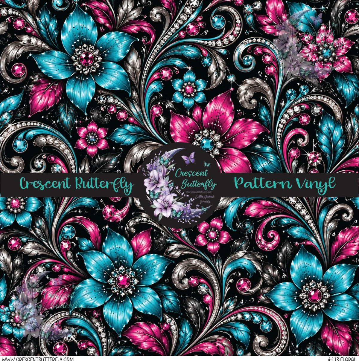 4-113-Floral Printed Vinyl Sheet/Wrap