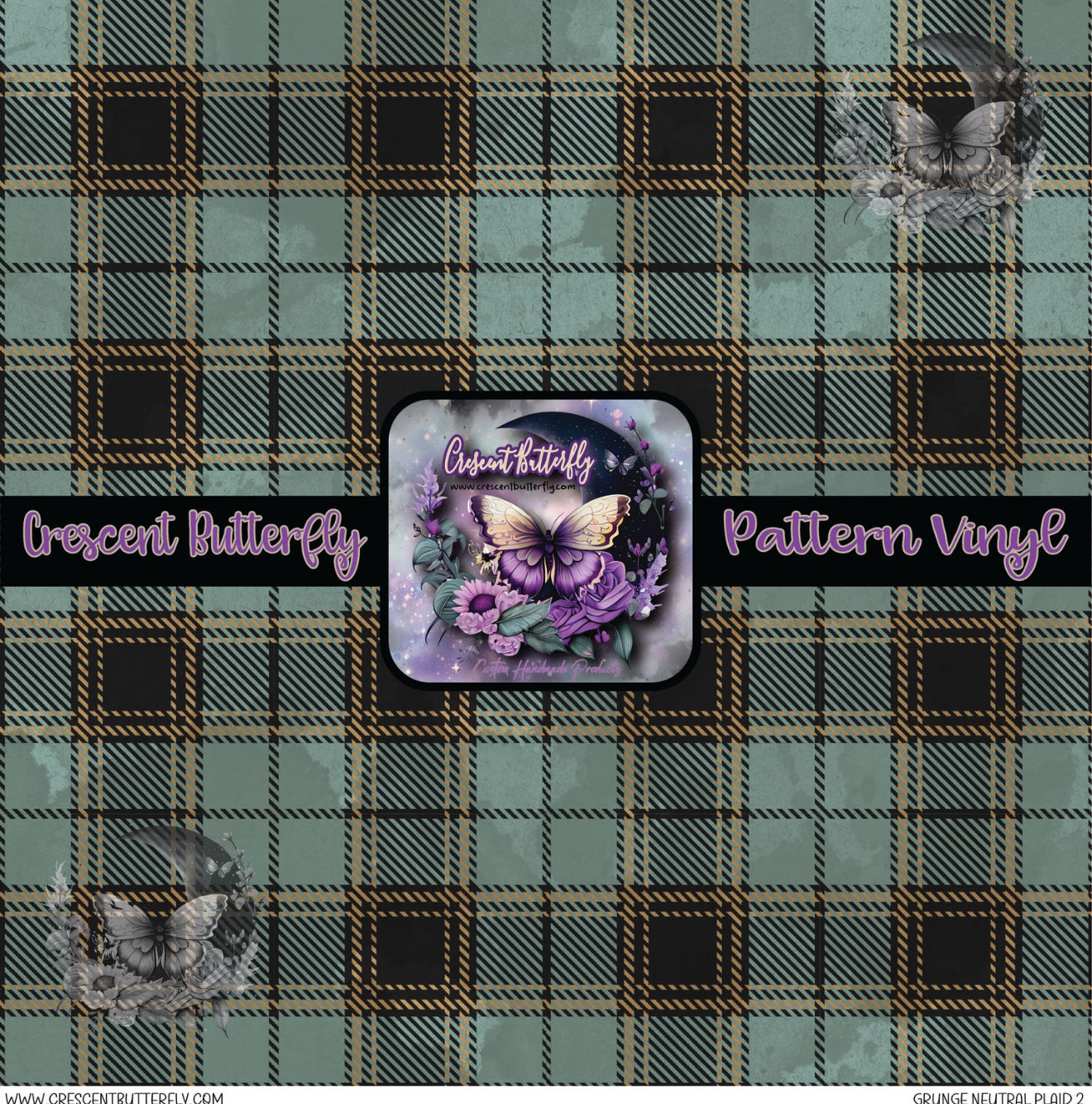 Grunge Neutral Plaid 2 Printed Vinyl Sheet/Wrap