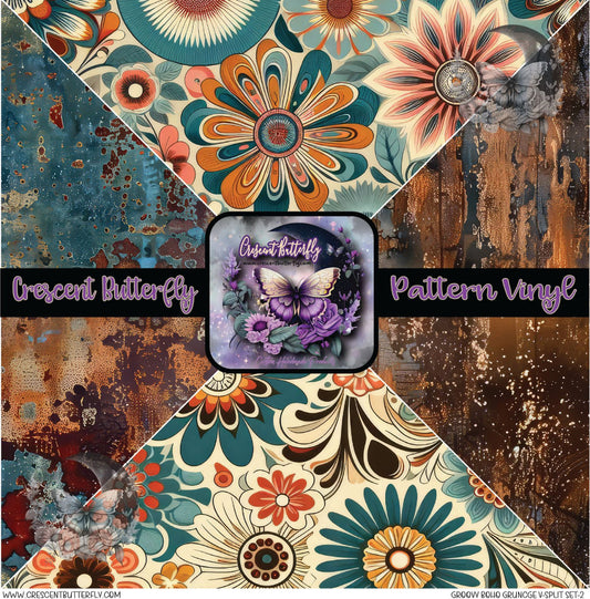 Groovy Boho Grunge V-Split Set-2 Printed Vinyl Sheet/Wrap