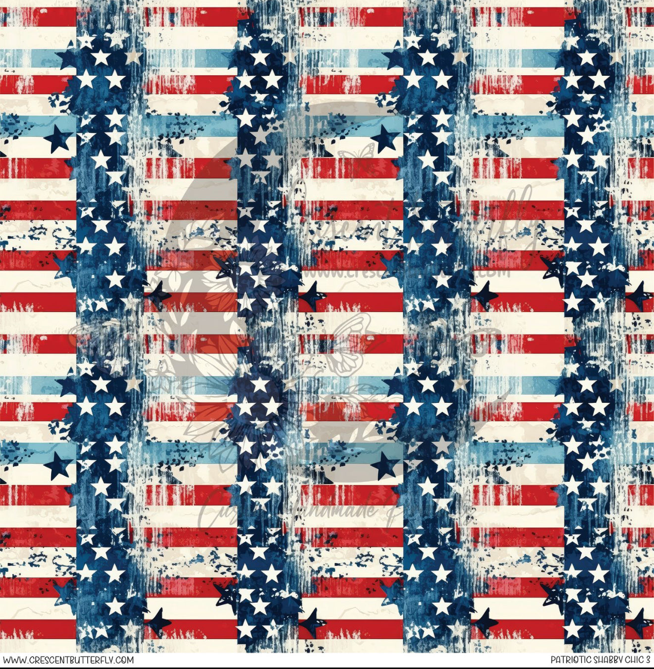 Patriotic Shabby Chic 3 Printed Vinyl Sheet/Wrap