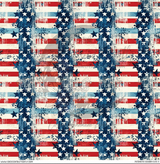 Patriotic Shabby Chic 3 Printed Vinyl Sheet/Wrap