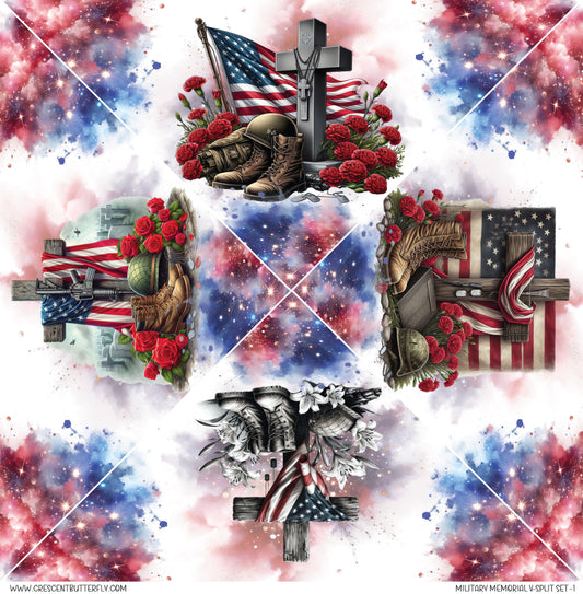 Military Memorial V-Split Set-1 Printed Vinyl Sheet/Wrap