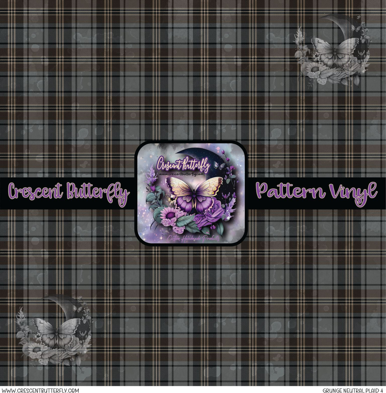 Grunge Neutral Plaid 4 Printed Vinyl Sheet/Wrap