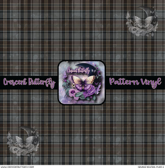 Grunge Neutral Plaid 4 Printed Vinyl Sheet/Wrap