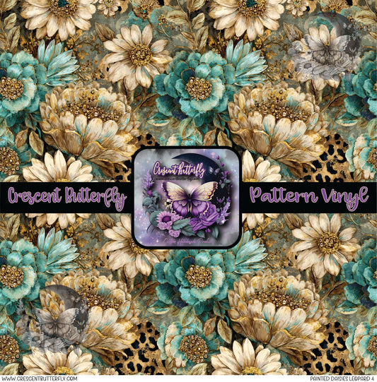 Painted Daisies Leopard 4 Printed Vinyl Sheet/Wrap