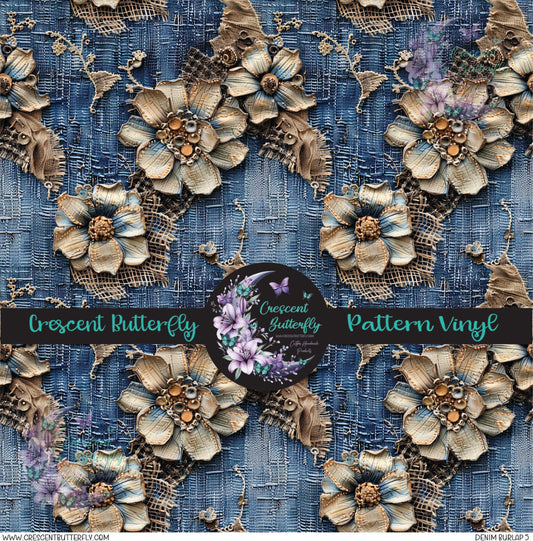 Denim Burlap 5 Printed Vinyl Sheet/Wrap